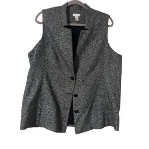 Chico's Size 3 women’s XL Black Gray Vest blazer buttons business Casual